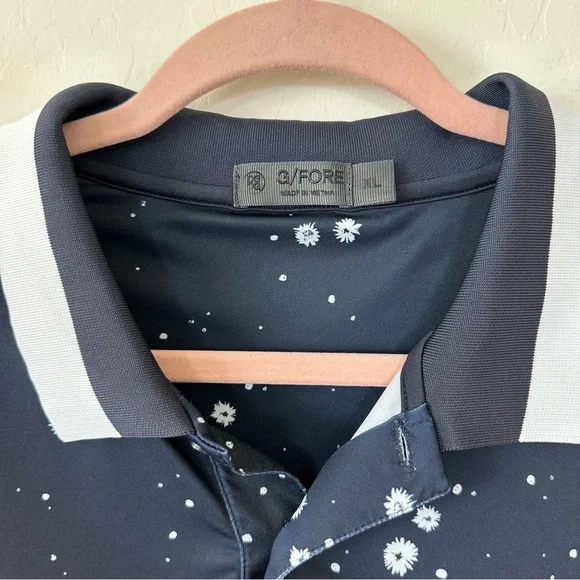 G/FORE Navy Splatter Print Short Sleeve Golf Polo Extra Large - Picture 6 of 11